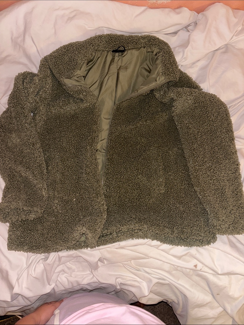 32 Degrees Olive Green Teddy Fleece Jacket